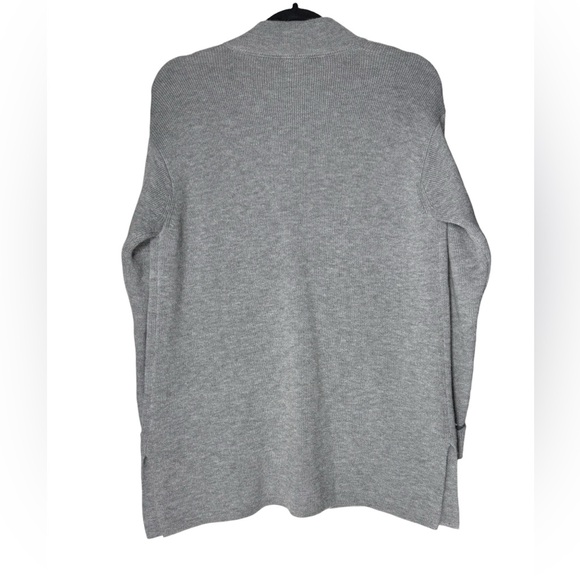 Talbots Knit Cardigan Sweater Size Medium Petite Gray Lambswool Blend Office NWT - Picture 2 of 7